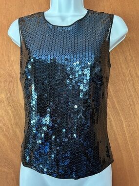 Dolce & Gabbana Tank Top Size 40 EU /S US Blue Sparkly Beads Lined Full Zipper